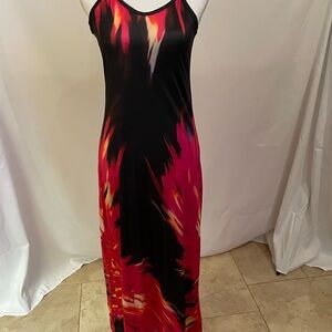 Elegant Black and Red Maxi Dress